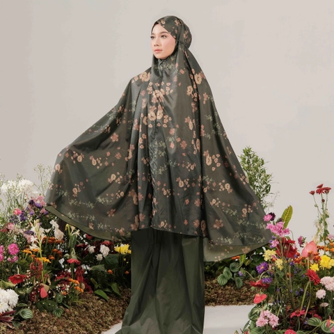 ALIF MUKENA MINI MOTIF PARASUT PREMIUM KOREA TRAVEL - GREEN CARNATION ( MKN-P04-001 )
